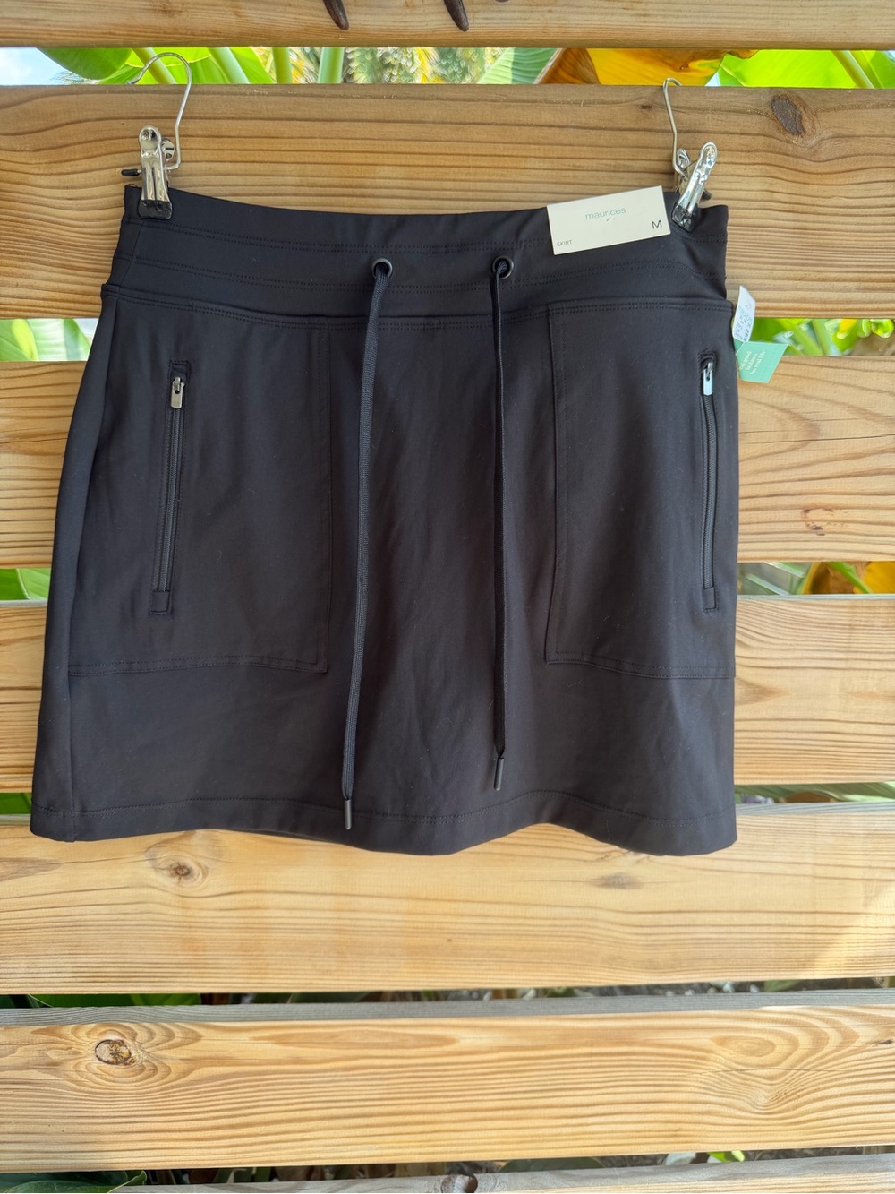 Maurices Black Drawstring Athletic Skort with Zip Pockets